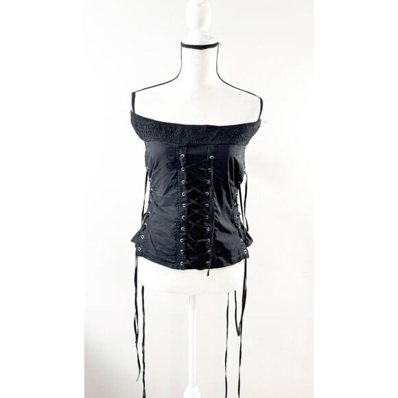 Forever 21+ Tops - Forever 21+ Plus Black Corset Style Lace Up Top - Size 3X